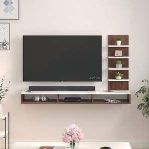Tv Cum Display Unit Design Primax Engineered Wood TV Unit in Brown Maple & White Finish