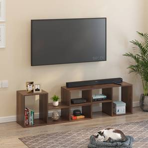 Tv Cum Display Unit Design Petel Engineered Wood TV Unit in Brown Maple Finish