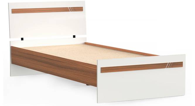 Pollo Engineered Wood Single Bed Without Storage (Single Bed Size, Walnut & White Finish) by Urban Ladder - - 