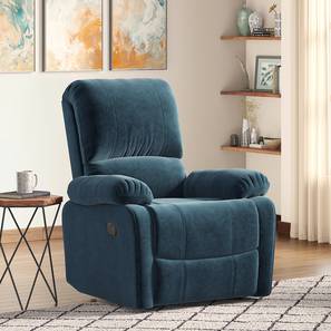1 Seater Recliners Design Edison Fabric One Seater Manual Recliner in Pebble Blue