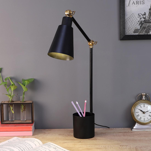 Designer Black Study Lamp With Metal Base