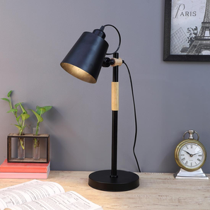 Study Lamps Design Modern Nordic Wood & Metal Study Lamp (Black)