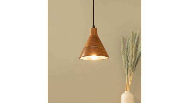 Teak Wood Cased Pendant Light (Brown) by Urban Ladder - - 