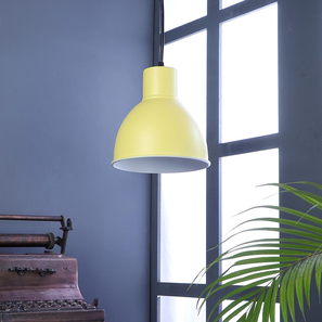 Iron Ceiling Lights Design Opi Minimal Pastel Yellow Metal Single Hanging Lamp (Yellow)