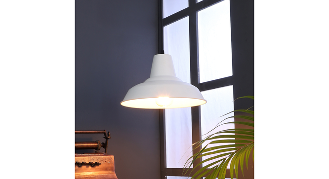 Opi Minimal Pastel White Metal Single Hanging Lamp Light (White) by Urban Ladder - - 