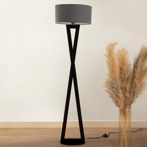 Floor Lamps Design Hamptons Grey Metal Shade Club Floor Lamp with Metal Base (Black)