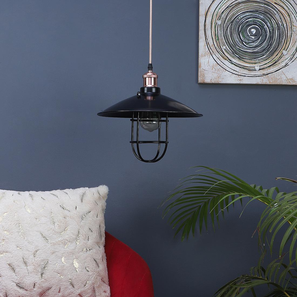 Iron Ceiling Lights Design Vintage Industrial Black Metal Single Hanging Light By Ss Lightings (Black)