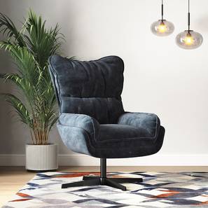 Chairs Oasis Collection Design Marson Swivel Lounge Chair in Indigo Blue Fabric