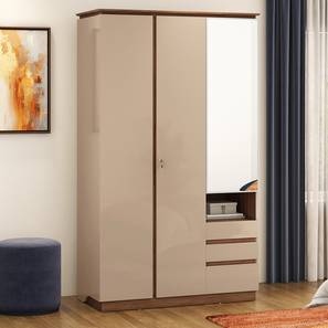 Oasis Wardrobe Hp Lp Design Sydney 3 Door Wardrobe in Beige High Gloss Finish (Three Door, Beige Glossy Finish)