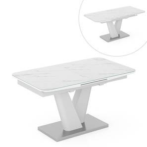 New Arrivals Dining Room Furniture Decor Design Caribu Extendable Dining Table in White Marble High Gloss (White High Gloss Finish, 4 to 6 Seater)