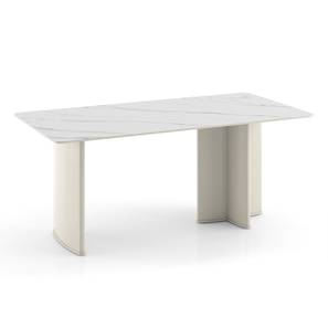 Oasis Dining Table Collections Design Rosen 6 Seater Ceramic Dining Table - White and Cream Finish (Six Seater, White & Cream Finish)
