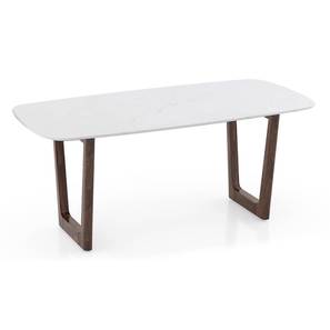 New Arrivals Dining Room Furniture Decor Design Adria Carrara White Quartz 6 Seater Dining Table in Dark Sheesham Finish (Six Seater, Carrara White Finish)