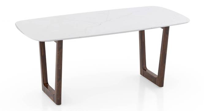 Adria Carrara White Top Dining Table  With Set of 6 Bren Swivel Dining Chairs (Auburn, Carrara White Finish) by Urban Ladder - - 967979