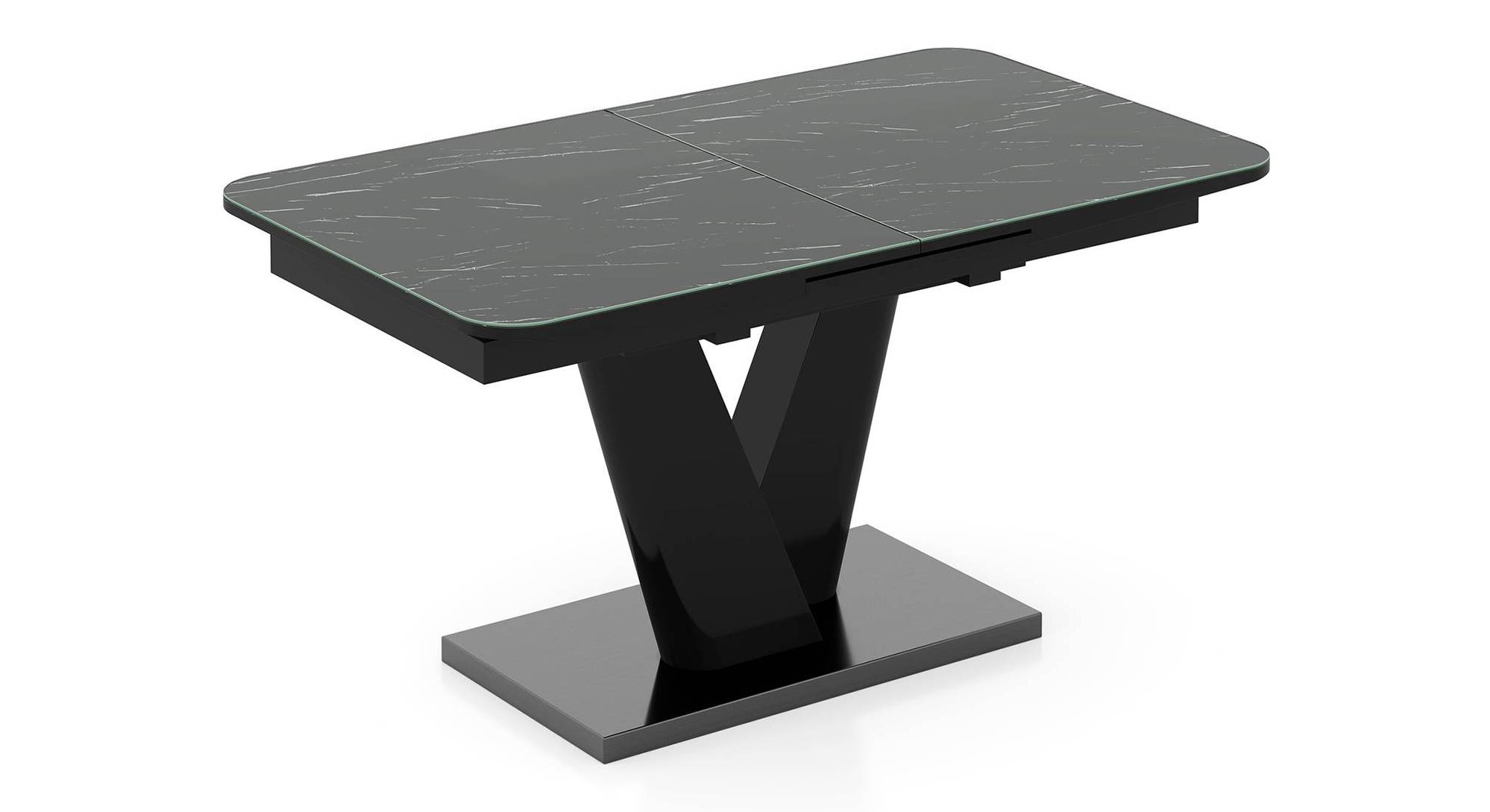 Caribu 4 To 6 Extendable Dining Table, Finish Black Marble Color High