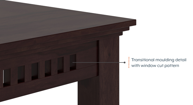 Fidora 4 Seater Dining Table With set of 4 Diego Dining Chairs In Midnight indigo blue Fabric (Mahogany Finish, Midnight Indigo Blue) by Urban Ladder - - 