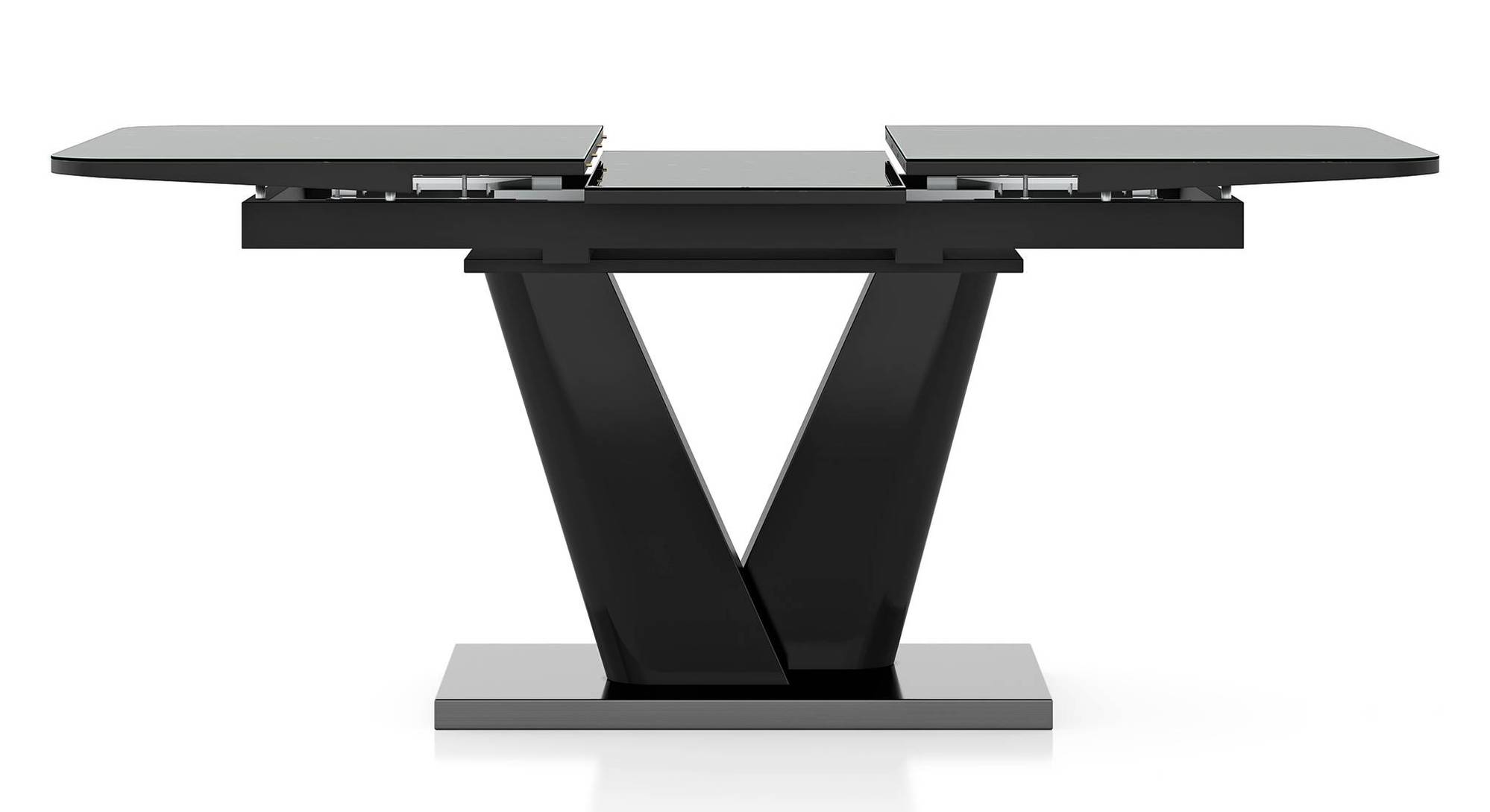 Caribu 4 To 6 Extendable White Marble Color High Gloss Dining Table