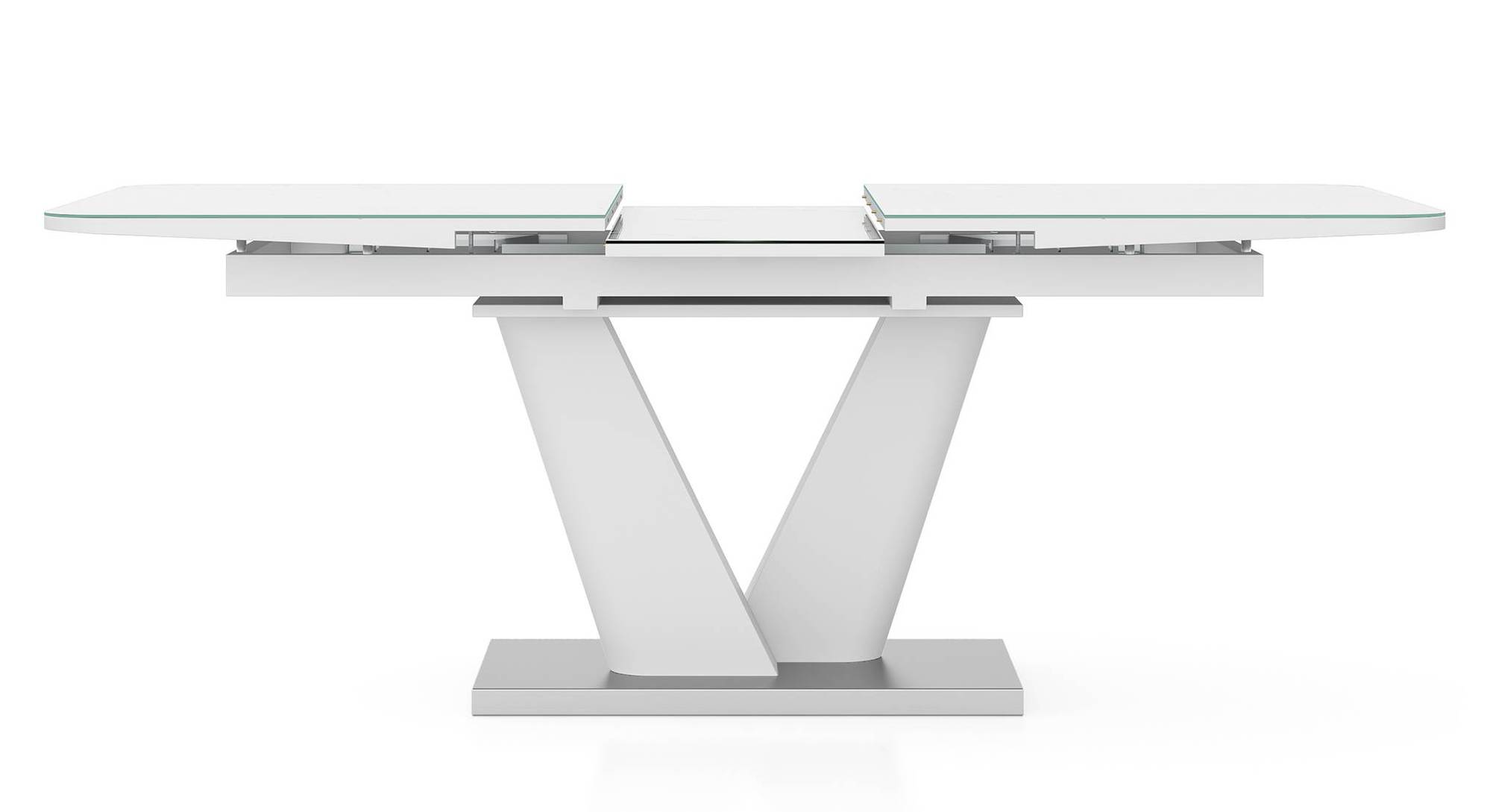 Caribu 6 To 8 Extendable White Marble Color High Gloss Dining Table