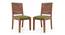 Floyd 6 Seater Dining Table, Glass Top, Finish - Teak With set of 6 Oribi Dining Chairs (Teak Finish, Avocado Green) by Urban Ladder - - 968744