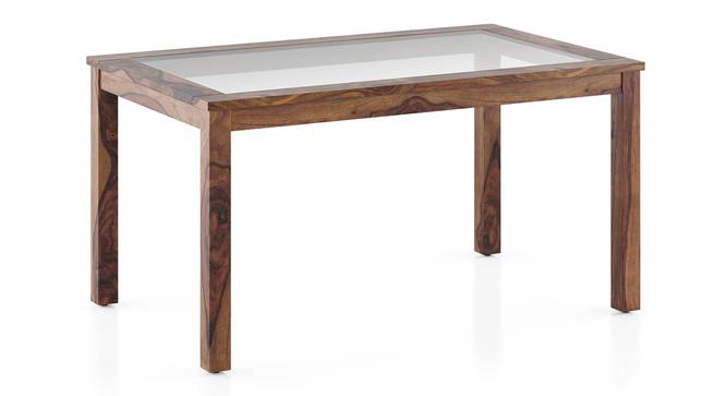 Floyd 6 Seater Dining Table, Glass Top, Finish - Teak With set of 6 Oribi Dining Chairs (Teak Finish, Wheat Brown) by Urban Ladder - - 968789
