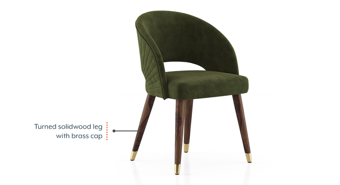 Celia Accent Dining Chair (Dark Teak Finish, Deep Olive Velvet) by Urban Ladder - - 968907