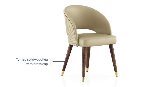 Celia Accent Dining Chair (Dark Teak Finish, Ancient Ivory Cream Leatherette) by Urban Ladder - - 968919
