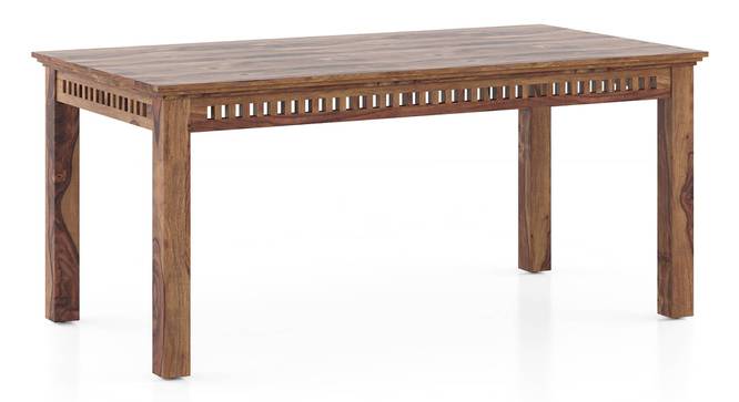 Fidora 6 Seater Dining Table With set of 6 Alaine Dining Chair, Fabric - Calico Indigo and base in Midnight Indigo Blue (Teak Finish, Midnight Indigo Blue) by Urban Ladder - - 968946