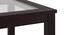 Floyd 6 Seater Dining Table, Glass Top, Finish - Mahogany With set of 6 Alaine Dining Chairs (Mahogany Finish, Calico Floral Retreat and Pony Beige) by Urban Ladder - - 969003