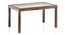 Floyd 6 Seater Glass Top Dining Table Teak Finish With Set of 6 Alaine Dining Chairs (Teak Finish, Midnight Indigo Blue) by Urban Ladder - - 969080
