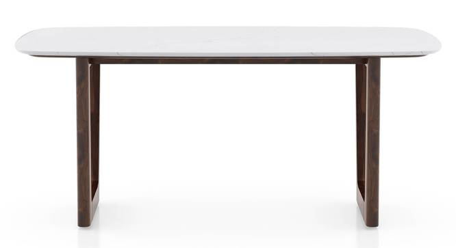 Adria Carrara White Top Dining Table With set of 6 Celia Accent Dining Chair in Davos Plus Velvet Fabric (Davos Plus, Carrara White Finish) by Urban Ladder - - 
