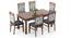 Fidora 6 Seater Dining Table With set of 6 Alaine Dining Chair, Fabric - Calico Indigo and base in Midnight Indigo Blue (Teak Finish, Midnight Indigo Blue) by Urban Ladder - - 969167