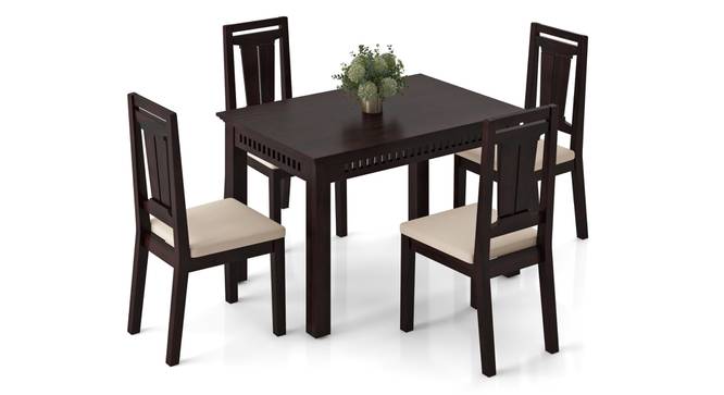 Fidora 4 Seater Dining Table With Set of 4 Martha Dining Chairs Colour : Wheat Brown (Mahogany Finish, Wheat Brown) by Urban Ladder - - 969352