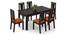 Fidora 6 Seater Dining Table With Set of 6 Martha Dining Chairs Colour : Burnt Orange (Mahogany Finish, Burnt Orange) by Urban Ladder - - 969358