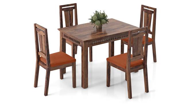 Fidora 4 Seater Dining Table With Set of 4 Martha Dining Chairs (Teak Finish, Burnt Orange) by Urban Ladder - - 969361