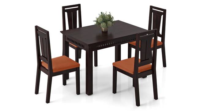 Fidora 4 Seater Dining Table With Set of 4 Martha Dining Chairs (Mahogany Finish, Burnt Orange) by Urban Ladder - - 969363