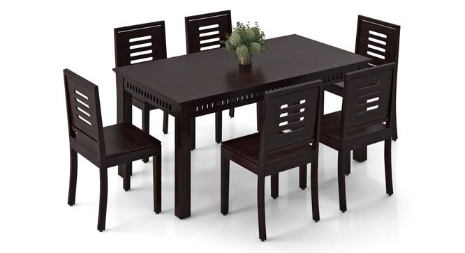 Fidora 6 Seater Dining Table With Set Of 6 Capra Dining Chairs (Mahogany Finish, White) by Urban Ladder - - 969365