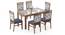 Floyd 6 Seater Glass Top Dining Table Teak Finish With Set of 6 Alaine Dining Chairs (Teak Finish, Midnight Indigo Blue) by Urban Ladder - - 969384