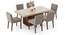 Gabriele Onyx 6 Seater Pedestal Dining Table With Set of 6 Ludo Dining Chairs (Teak Finish, Shitake Beige) by Urban Ladder - - 969400