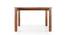 Catria 4 Seater Dining Table in Teak Finish With Set Of 4 Alaine Dining Chairs (Teak Finish, Calico Floral Retreat and Pony Beige) by Urban Ladder - - 