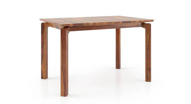 Catria 4 Seater Dining Table in Teak Finish With Set Of 4 Alaine Dining Chairs (Teak Finish, Rococo Red) by Urban Ladder - - 