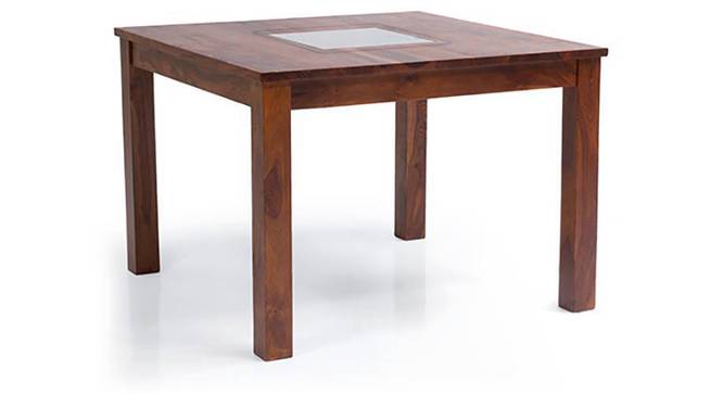 Brighton Square 4 Seater Mahogany Finish Dining Table With Set of 4 Alaine Dining Chairs (Teak Finish, Midnight Indigo Blue) by Urban Ladder - - 