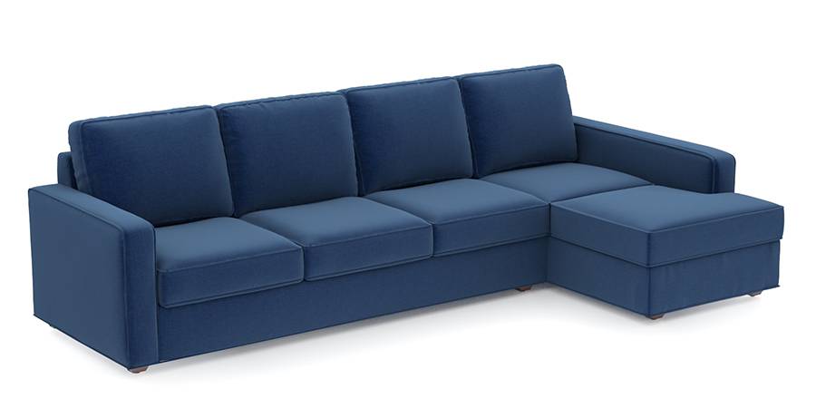 Apollo Sofa Set (Cobalt, Fabric Sofa Material, Compact Sofa Size, Soft Cushion Type, Sectional Sofa Type, Sectional Master Sofa Component, Regular Back Type, Regular Back Height) by Urban Ladder - - 96965