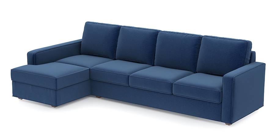Apollo Sofa Set (Cobalt, Fabric Sofa Material, Compact Sofa Size, Soft Cushion Type, Sectional Sofa Type, Sectional Master Sofa Component, Regular Back Type, Regular Back Height) by Urban Ladder - - 96967