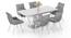 Caribu 6 To 8 Extendable White Marble Color High Gloss Dining Table With Set Of 6 Megan Dining Chair (Beige, White High Gloss Finish) by Urban Ladder - - 969773