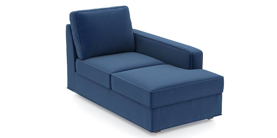 Apollo Sofa Set (Cobalt, Fabric Sofa Material, Compact Sofa Size, Soft Cushion Type, Sectional Sofa Type, Right Aligned Chaise Sofa Component, Regular Back Type, Regular Back Height) by Urban Ladder - - 96994