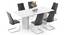 Nova Faux Marble 6 Seater Dining Table With Set Of 6 Ingrid Dining Chair In Drak Grey Fabric (Dark Grey, Faux White Marble Finish) by Urban Ladder - - 970008