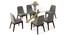 Zaida 6 Seater Glass Dining Table With Set Of 6 Taarkashi Dining Chair (Glass Finish, Gainsboro Grey) by Urban Ladder - - 970016