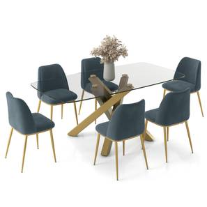 Zaida Dining Range Design Zaida 6 Seater Glass Dining Table With Set Of 6 Olivia Dining Chairs (Glass Finish, Davos Plus)