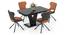Caribu 4 to 6 extendable dining table, Finish - Black marble color High Gloss With set of 4 Tulip Chairs (Black Finish, DUAL TONE) by Urban Ladder - - 