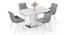 Caribu Glass 4 To 6 Seater Extendable Dining Table With Set Of 4 Megan Swivel Dining Chair (Beige, White High Gloss Finish) by Urban Ladder - - 970057