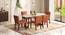 Adria Carara White Top Dining Table  With Set Of 6 Ludo Dining Chair In Tan Leatherette Fabric (Tan Leatherette, Carara White Finish) by Urban Ladder - - 970085
